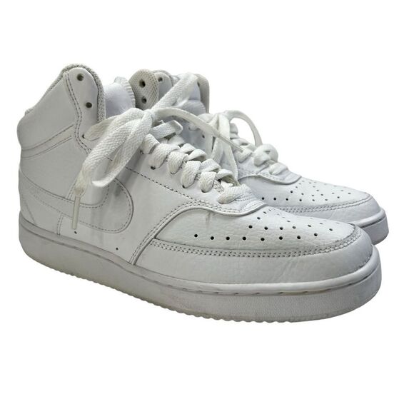 Nike Men's Court Vision Mid Triple White Sneaker Size 8 - Picture 1 of 7